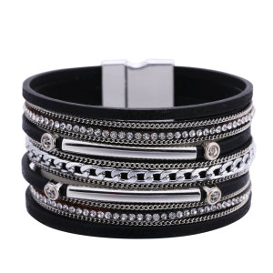 Bohemian Resort Bracelet Ladies Accessories Multilayer Copper Tube Diamond Magnetic Buckle Bracelet