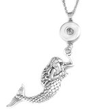 Necklace sea animals starfish sea turtle dolphin hippocampus anchor 60CM chain  metal  fit 20MM chunks snap button jewelry