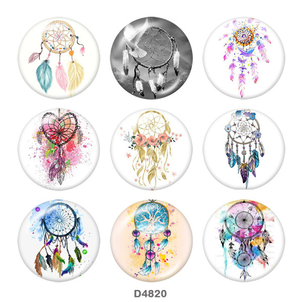 20MM Dream catcher Print glass snaps buttons