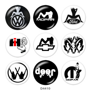 20MM car Auto Logos Print glass snaps buttons