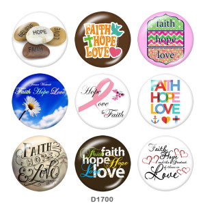 Painted metal 20mm snap buttons   faith Print