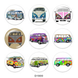20MM School Bus car Print glass snaps buttons