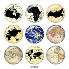 Painted metal 20mm snap buttons  Map Print