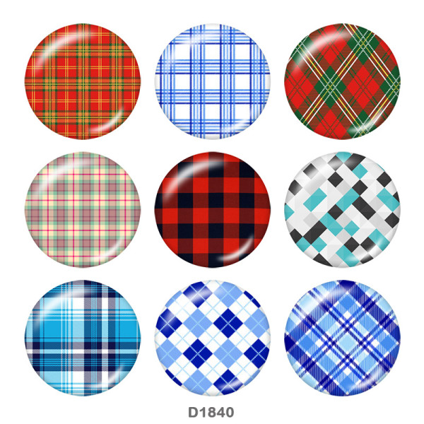 20MM Checkerboard element Print glass snaps buttons