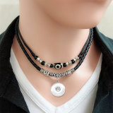 Pendant Layered Leather Necklace fit 20mm snaps  jewelry