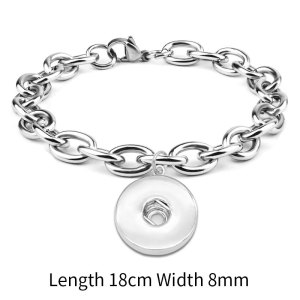 Domineering Punk Hip Hop Stainless Steel Bracelet fit 18mm snap button jewelry
