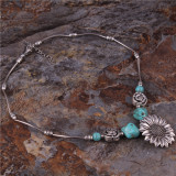 Sunflower Flower Turquoise Necklace Clavicle Chain