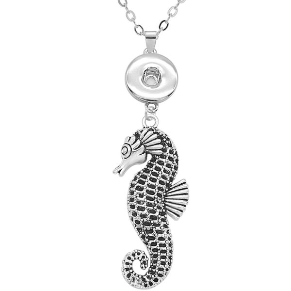 seahorse hippocampus pendant necklace 60CM chain  metal  fit 20MM chunks snap button jewelry