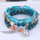 Disc Tower Wing Rice Bead Multilayer Bracelet