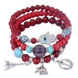 Eye Palm Elephant Anchor Pendant Multilayer Bracelet