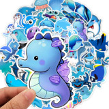 49pcs Cartoon ocean seahorse sea turtle  graffiti stickers decorative suitcase notebook waterproof detachable stickers