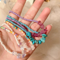 Colorful Beaded Necklace Natural Stone Clavicle Chain Necklace