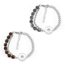 Stainless Steel Natural Stone Bracelet fit 18mm snap button jewelry