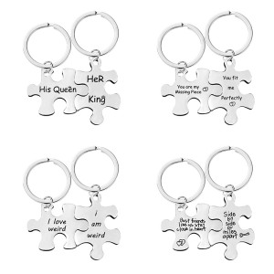 Keychain Stainless Steel Couple Puzzle Ornament Valentine's Day Gift