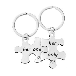 Keychain Stainless Steel Couple Puzzle Ornament Valentine's Day Gift