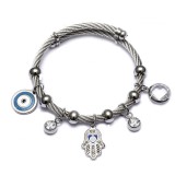 Stainless Steel Hand of Fatima Heart Cross Anchor Bracelet