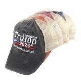 Washed mesh cap Trump 2024 US election baseball cap embroidered cap