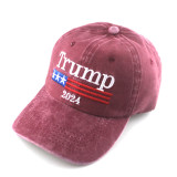 Washed mesh cap Trump 2024 US election baseball cap embroidered cap