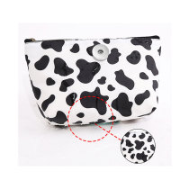 Cow pattern canvas waterproof cosmetic bag convenient fashion travel mobile phone change wash storage bag fit 18mm snap button jewelry