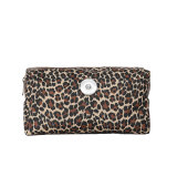 Leopard Print Canvas Large Capacity Waterproof Cosmetic Bag Ladies Outdoor Convenient Fashion Washing Storage Bag fit 18mm snap button jewelry