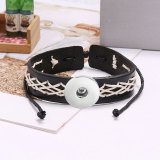 Braided Leather Bracelet fit 20mm snaps  jewelry