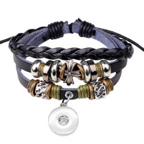 Cross Leather Bracelet Religious Bracelet Beaded Charm fit 20mm snaps  jewelry