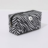 Zebra pattern pu waterproof wash cosmetic bag female convenient change mobile phone cosmetic storage bag fit 18mm snap button jewelry