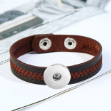 simple leather bracelet embroidered men's and women's bracelet fit 20mm snaps  jewelry