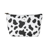 Cow pattern canvas waterproof cosmetic bag convenient fashion travel mobile phone change wash storage bag fit 18mm snap button jewelry
