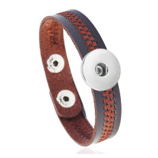 simple leather bracelet embroidered men's and women's bracelet fit 20mm snaps  jewelry