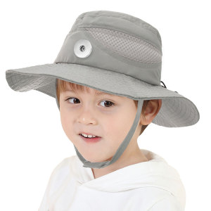 Children's sunscreen sun hat breathable fisherman hat adjustable outdoor boys and girls baby children's hats fit 18mm snap button jewelry