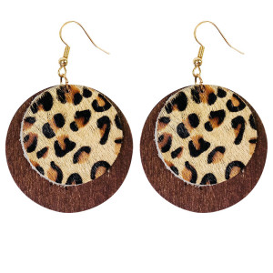 Leopard Cow Horse Fur Earrings Double Log Earrings