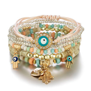 Hand-beaded fashion eye bead temperament multi-layer bracelet
