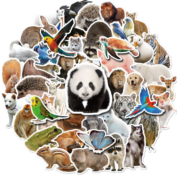 50pcs Animal series panda turtle lion bird graffiti stickers decorative suitcase notebook waterproof detachable stickers