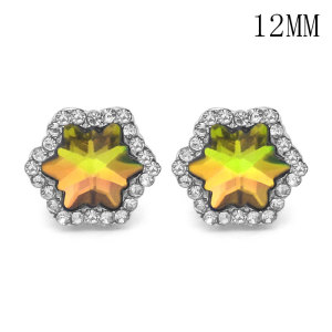 12MM design snap sliver plated with colorful Rhinestone  interchangeable snaps jewelry