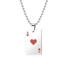 Stainless Steel Ace of Hearts Ace of Spades Necklace