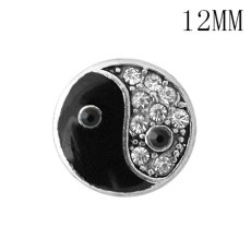 12MM design snap sliver plated with Rhinestone  interchangeable snaps jewelry