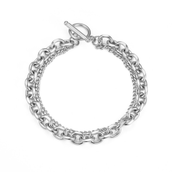 New Simple Double Layer OT Type Stainless Steel Bracelet