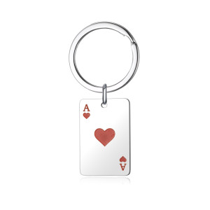 Stainless Steel Ace of Hearts Ace of Spades keychain