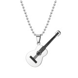 Stainless Steel Music Guitar Pendant Lover Gift Couple Pendant Necklace