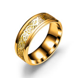 Stainless steel gold piece silver piece dragon pattern dragon piece ring