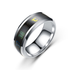 Stainless Steel Smart Temperature Sensing Couple Ring ECG Display Temperature Ring