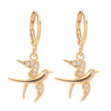 animal earrings seahorse hummingbird seagull crab dolphin copper zircon earrings