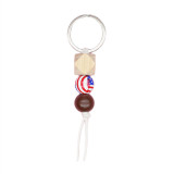 American Flag Wooden Ball Keychain