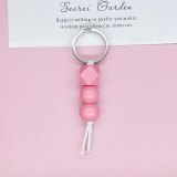Wooden bead keychain pendant imitation silicone bead keychain macaron wooden bead