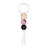 American Flag Wooden Ball Keychain