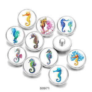 20MM  hippocampus beach Print  glass snaps buttons