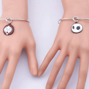 Halloween Ornaments Cute Christmas Horror Night Jack and Sally Zombie Ghost Alloy Bracelet