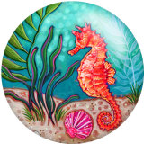 20MM  hippocampus beach Print  glass snaps buttons DIY Jewelry