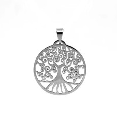 Stainless Steel Openwork Round Tree of Life Pendant